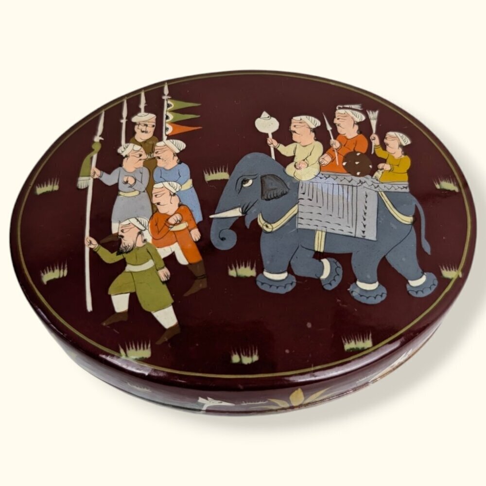 Painted Oval Box with Lid